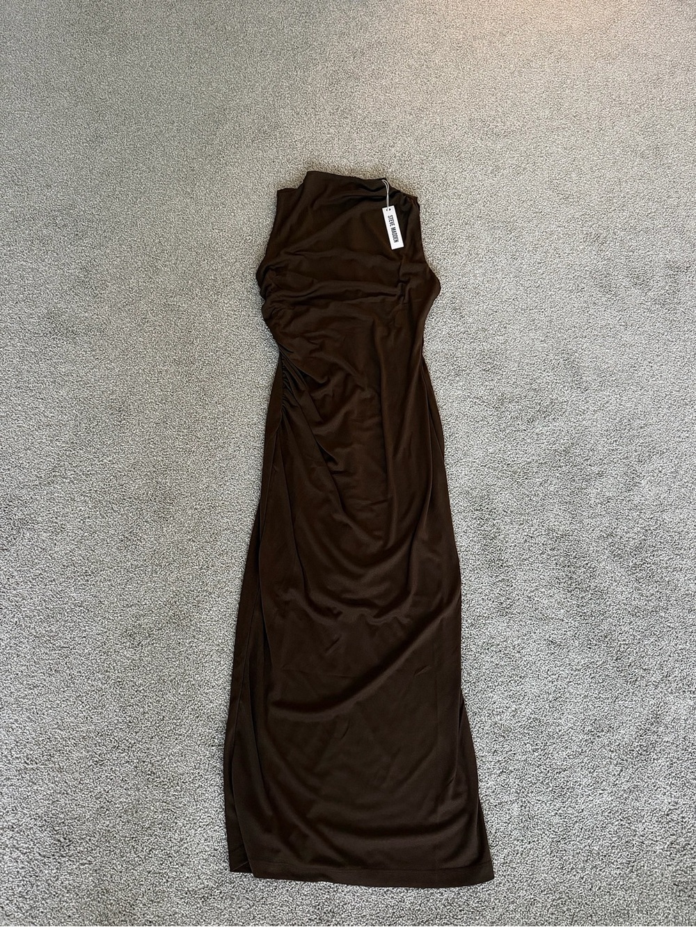 Steve Madden Dark Brown Ruched Maxi Dress